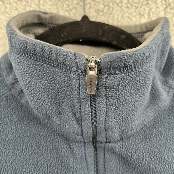 LL Bean Fleece Sweater Mens Small Quarter Zip Pullover Sweatshirt Blue Cozy Late - Picture 4 of 13